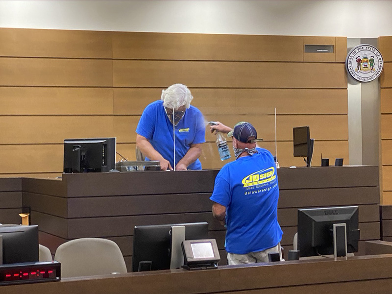 Courtroom being cleaned