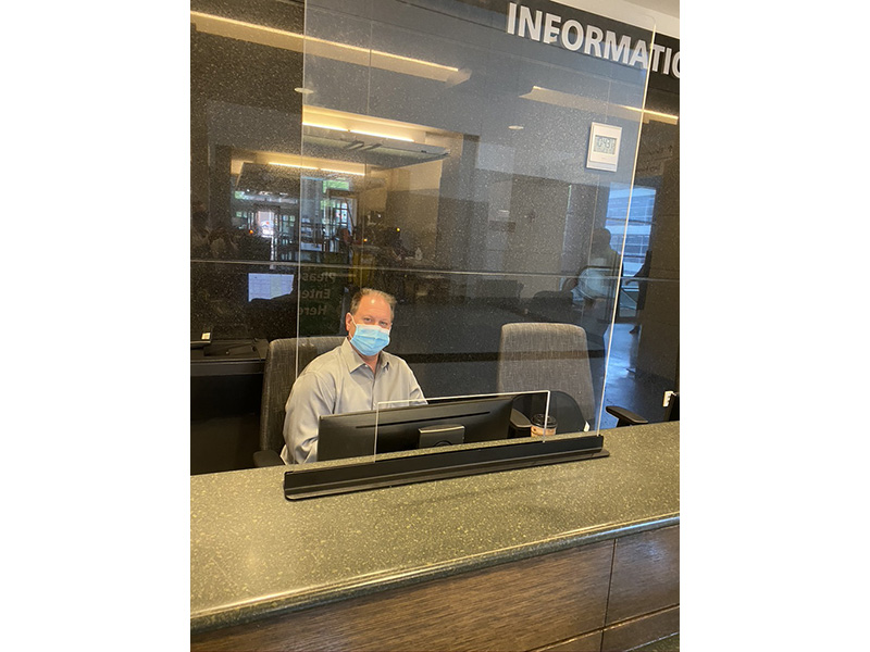 Plastic shields have also been installed at a number of locations around the courthouse including at information desks and in courtrooms